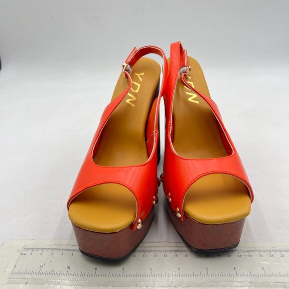 YDN Red Rivet Studded Platform Block High Heeled Sandals Slingback Buckle Shoes - Picture 3 of 8
